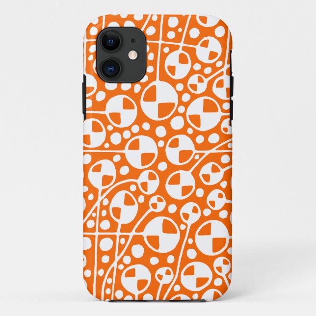 Capa Para iPhone 11 Abstrato 130112 v5 Branco em Laranja (Verso)