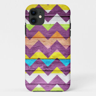 Capa Para iPhone 11 Abstrato #6 da madeira de Chevron do vintage