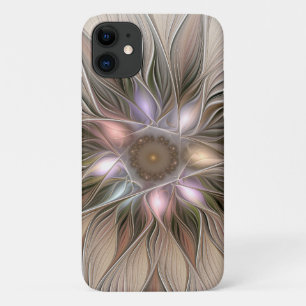 Capa Para iPhone 11 Abstrato Beige Brown Floral Fractal