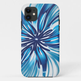 Capa Para iPhone 11 Abstrato Blue Flower Art Deco