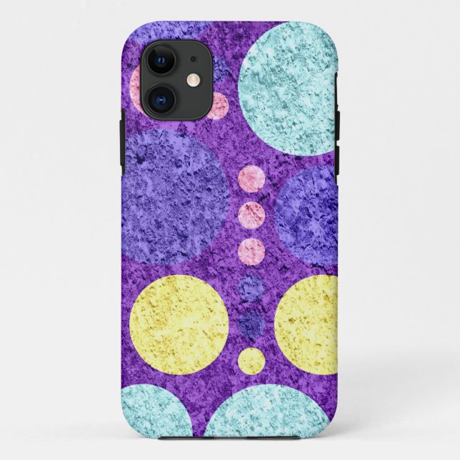 Capa Para iPhone 11 Abstrato Bolinhas | Água amarela púrpura (Verso)