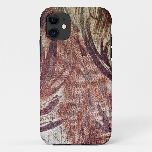 Capa Para iPhone 11 Abstrato Brown Floral Design 2 (Verso)