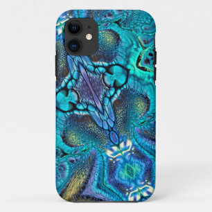 Capa Para iPhone 11 Abstrato Color Explosion Aqua Blue Teal Dourado