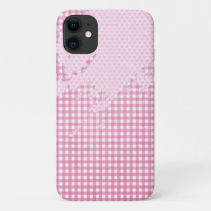 Capa Para iPhone 11 abstrato cor-de-rosa na gingham