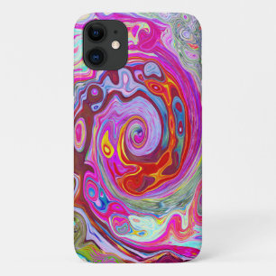 Capa Para iPhone 11 Abstrato da parte traseira do Groovy, rosa quente 