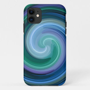 Capa Para iPhone 11 Abstrato de Arte Espiral Azul