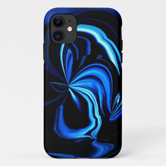 Capa Para iPhone 11 Abstrato de Borboleta Azul (Verso)
