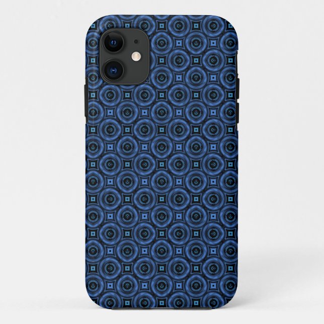 Capa Para iPhone 11 Abstrato de Círculos Azuis Retroativos (Verso)