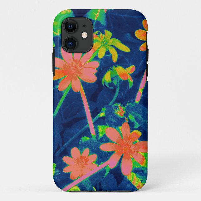 Capa Para iPhone 11 Abstrato de Flores Selvagens (Verso)