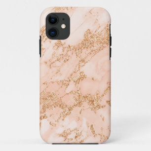 Capa Para iPhone 11 abstrato de mármore Rosa dourado