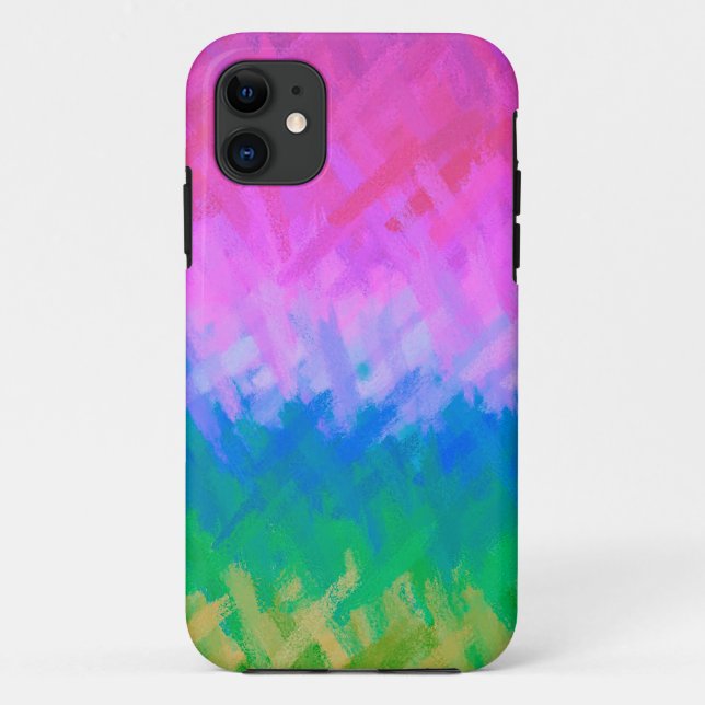 Capa Para iPhone 11 Abstrato de Pastel Azul e Rosa (Verso)
