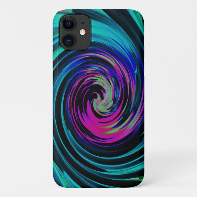 Capa Para iPhone 11 Abstrato de preto e turquesa Dramático (Verso)