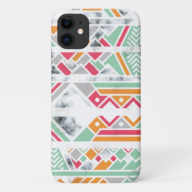 Capa Para iPhone 11 Abstrato Geométrico Modern Marble Girly Chic (Verso)