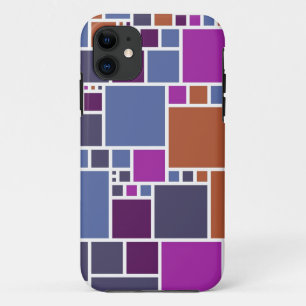 Capa Para iPhone 11 Abstrato Geométrico Quadrados Cinzas roxas casta