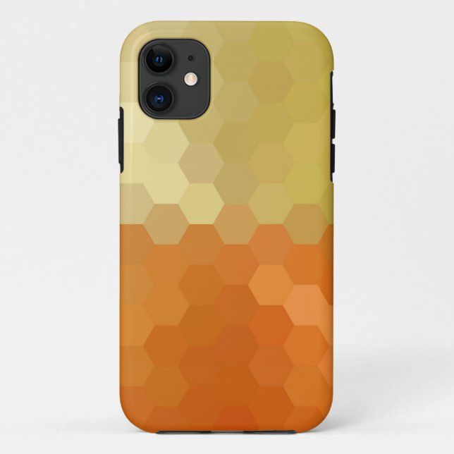 Capa Para iPhone 11 Abstrato Hexagon Dourado (Verso)