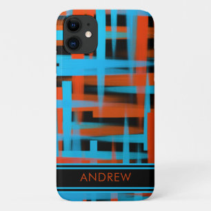 Capa Para iPhone 11 Abstrato Modern Orange Blue Traqueis Monograma