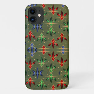 Capa Para iPhone 11 Abstrato Natal Estrelas Padrão Vermelho Azul Verd