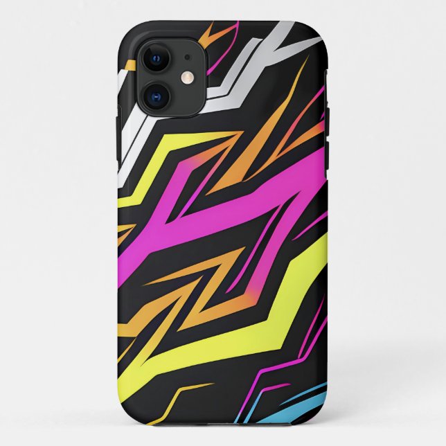 Capa Para iPhone 11 Abstrato Neon Stripes (Verso)