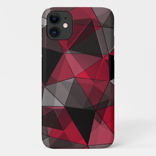 Capa Para iPhone 11 Abstrato preto, vermelho, geométrico das cinzas. (Verso)