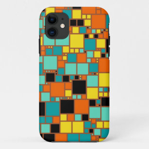Capa Para iPhone 11 Abstrato  Quadrados azuis amarelos-amarelos