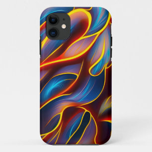 Capa Para iPhone 11 Abstrato Swirl Blue Red Flames