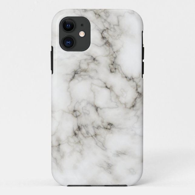 Capa Para iPhone 11 Acabamento em Mármore Ébano Marfim (Verso)