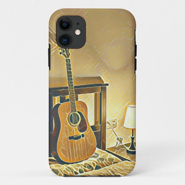 Capa Para iPhone 11 Acoustic guitar player gift (Verso)