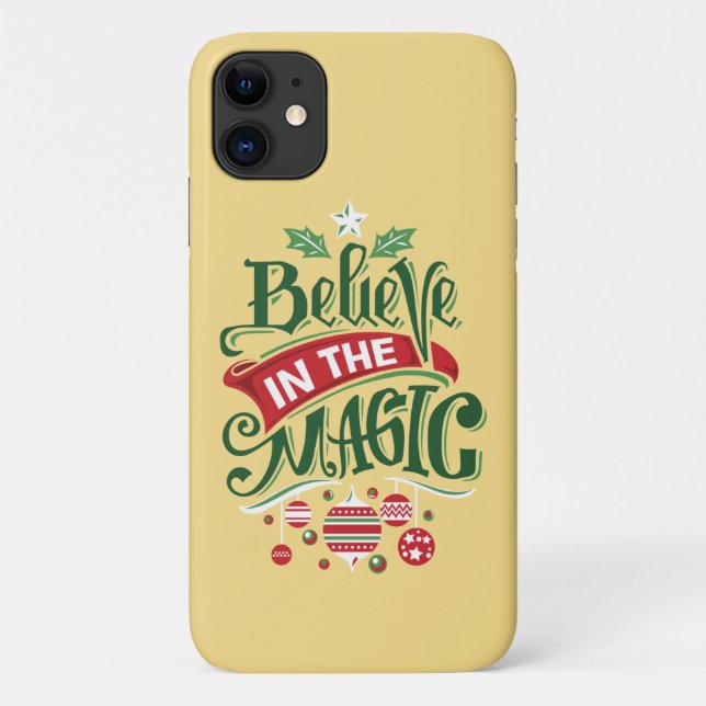 Capa Para iPhone 11 Acredite na Tipografia de Natal Mágico (Verso)