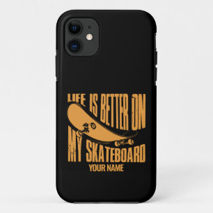 Capa Para iPhone 11 Adicionar nome A vida é melhor no meu skate
