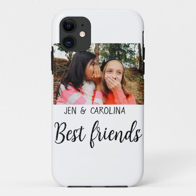 Capa Para iPhone 11 adicionar nome de melhores amigos texto le foto si (Verso)