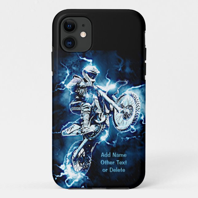 Capa Para iPhone 11 Adicionar Texto de Nome (ou Excluir) Motocross de  (Verso)
