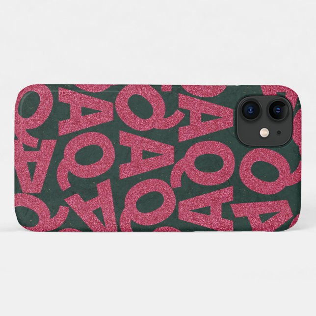 Capa Para iPhone 11 Adicione seu próprio fundo verde e brilho rosa (Verso (horizontal))