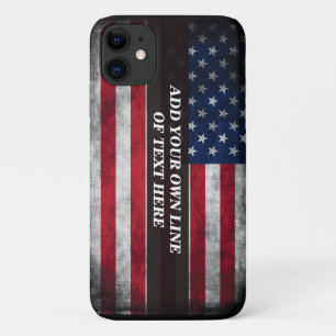 Capa Para iPhone 11 Adicione seu texto ao sinalizador americano