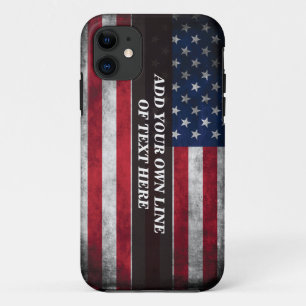 Capa Para iPhone 11 Adicione seu texto ao sinalizador americano