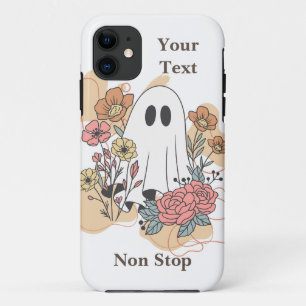 Capa Para iPhone 11 Adicione seu texto Fantasma branco no desenho do j