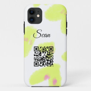 Capa Para iPhone 11 Adicione texto de verificação Q R simples aquarela