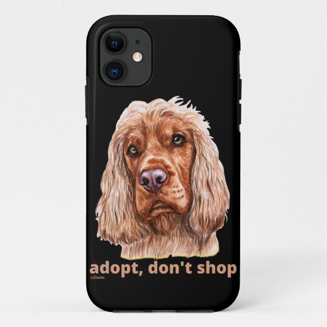 Capa Para iPhone 11 ADOPT, NÃO COMPRE (Inglês Cocker Spaniel) (Verso)