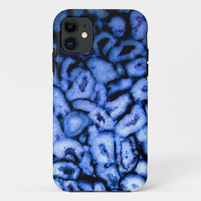 Capa Para iPhone 11 Agate de quartzo azul, Geodes azuis, padrão de abs (Verso)