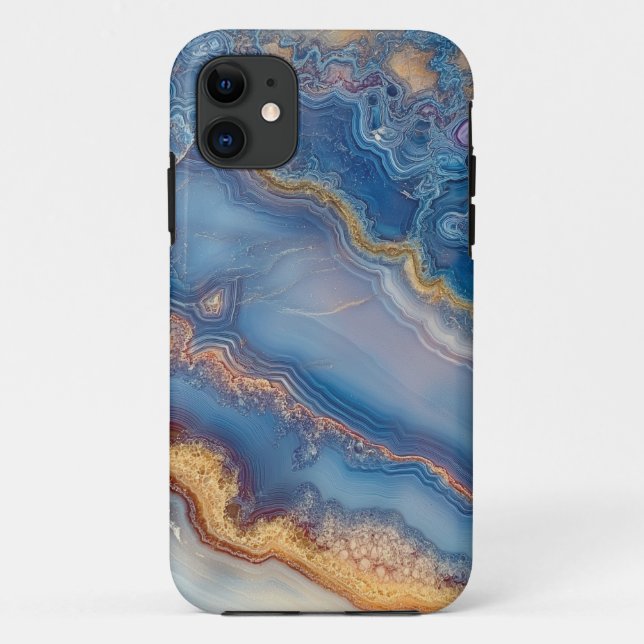 Capa Para iPhone 11 Agato de rendas azuis (Verso)