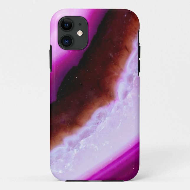 Capa Para iPhone 11 Agato Púrpura Polida com iPhone Maiúsculo com Matr (Verso)