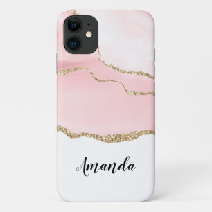 Capa Para iPhone 11 Agite de Blush Rosa com Elegante de Fita Dourada