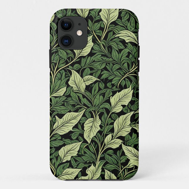 Capa Para iPhone 11 Agrupamento de Vinhas em Tons de Verde (Verso)