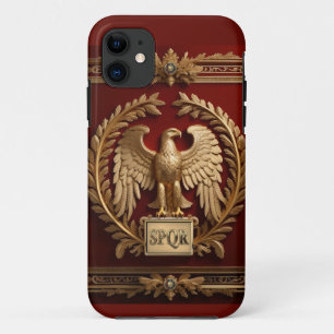 Capa Para iPhone 11 Águia Imperial Romana Dourada sobre Vermelho nº 4