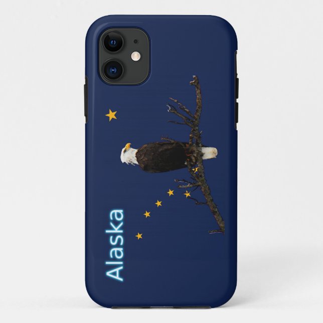 Capa Para iPhone 11 Alaska Eagle E Flag (Verso)