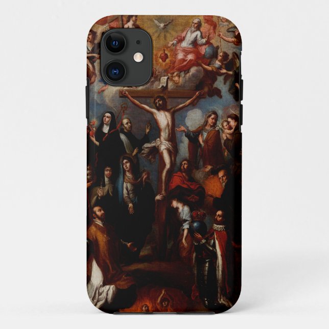 Capa Para iPhone 11 Alegoria de crucificação com Santos jesuítas (Verso)