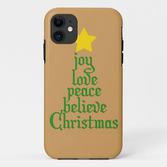 Capa Para iPhone 11 Alegria, Amor, Paz, Acredite, Natal (Verso)