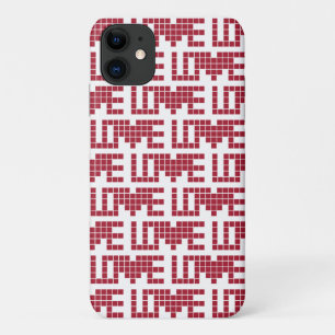 Capa Para iPhone 11 Alfaces-quadradas de amor, de cor vermelha