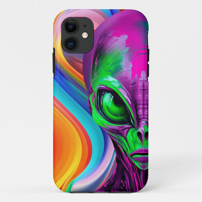 Capa Para iPhone 11 Alienígena Colorido Geométrico Moderno (Verso)