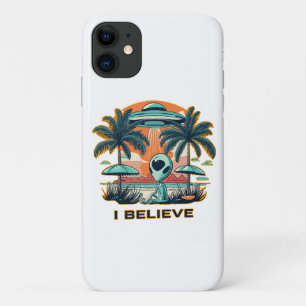 Capa Para iPhone 11 alienígena com OVNI EU ACREDITO