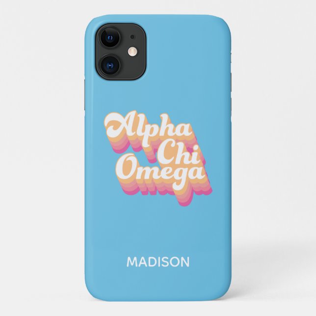 Capa Para iPhone 11 Alpha Chi Omega| Groovy Script (Verso)